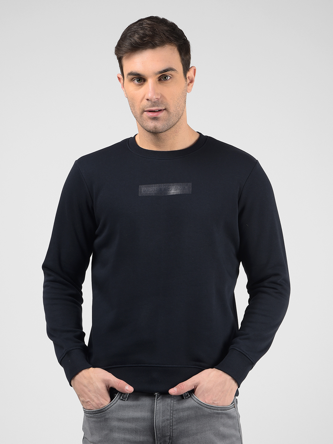 Numero Uno Men Solid Navy Sweat Shirt